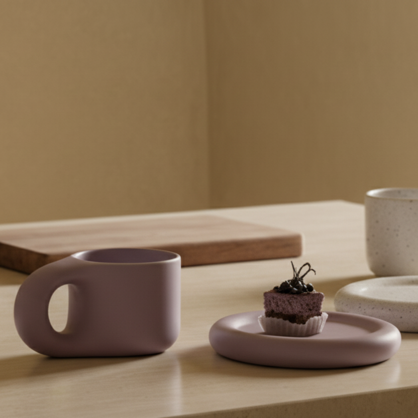Handcrafted bauhaus japandi ceramic chubby mug