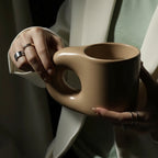 Handcrafted bauhaus japandi ceramic chubby mug