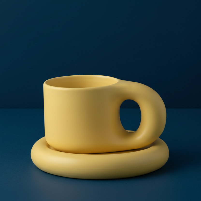 Handcrafted bauhaus japandi ceramic chubby mug