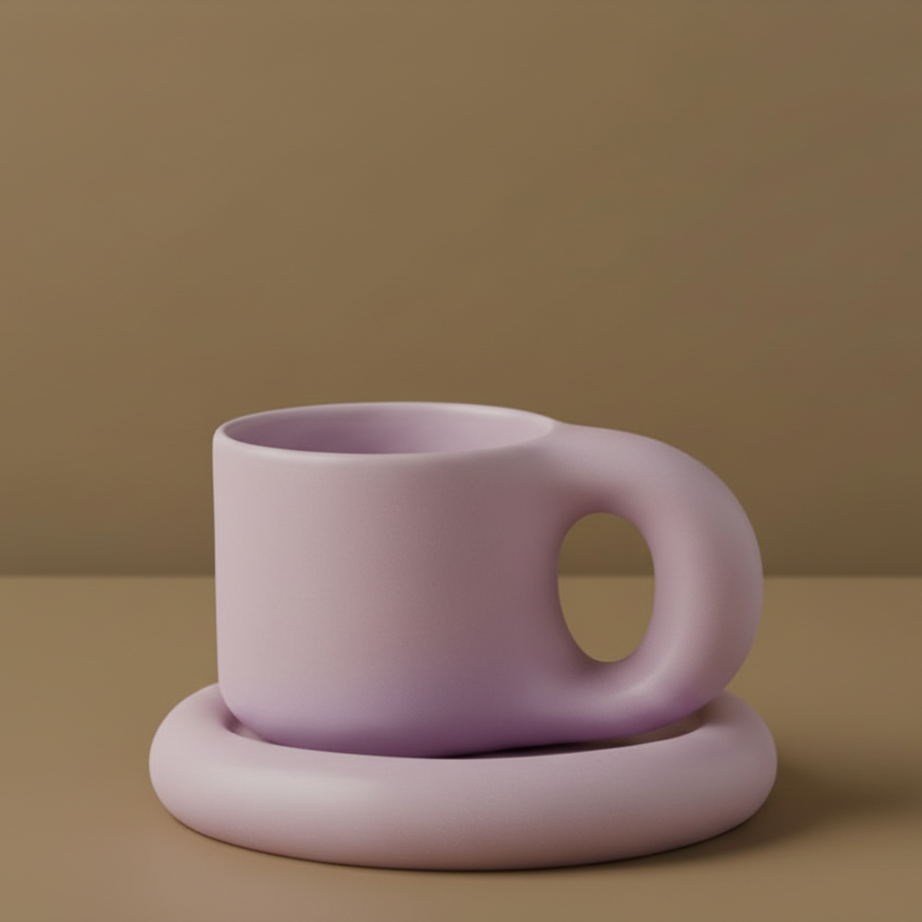 Handcrafted bauhaus japandi ceramic chubby mug