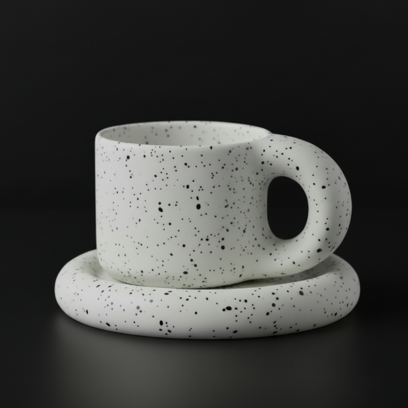 Handcrafted bauhaus japandi ceramic chubby mug