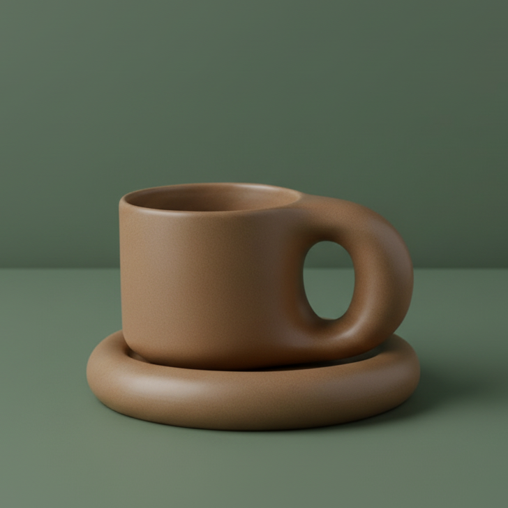 Handcrafted bauhaus japandi ceramic chubby mug