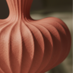 Ribbed biomorphic artisan pottery vase