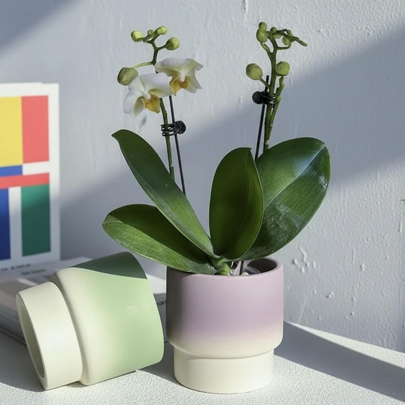 Organic minimalist handmade macaron flower pots