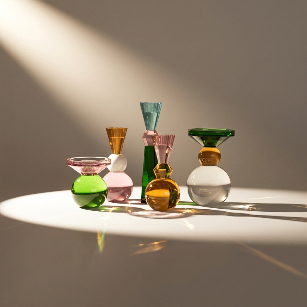 Memphis avant garde color transparant murano crystal candle holder