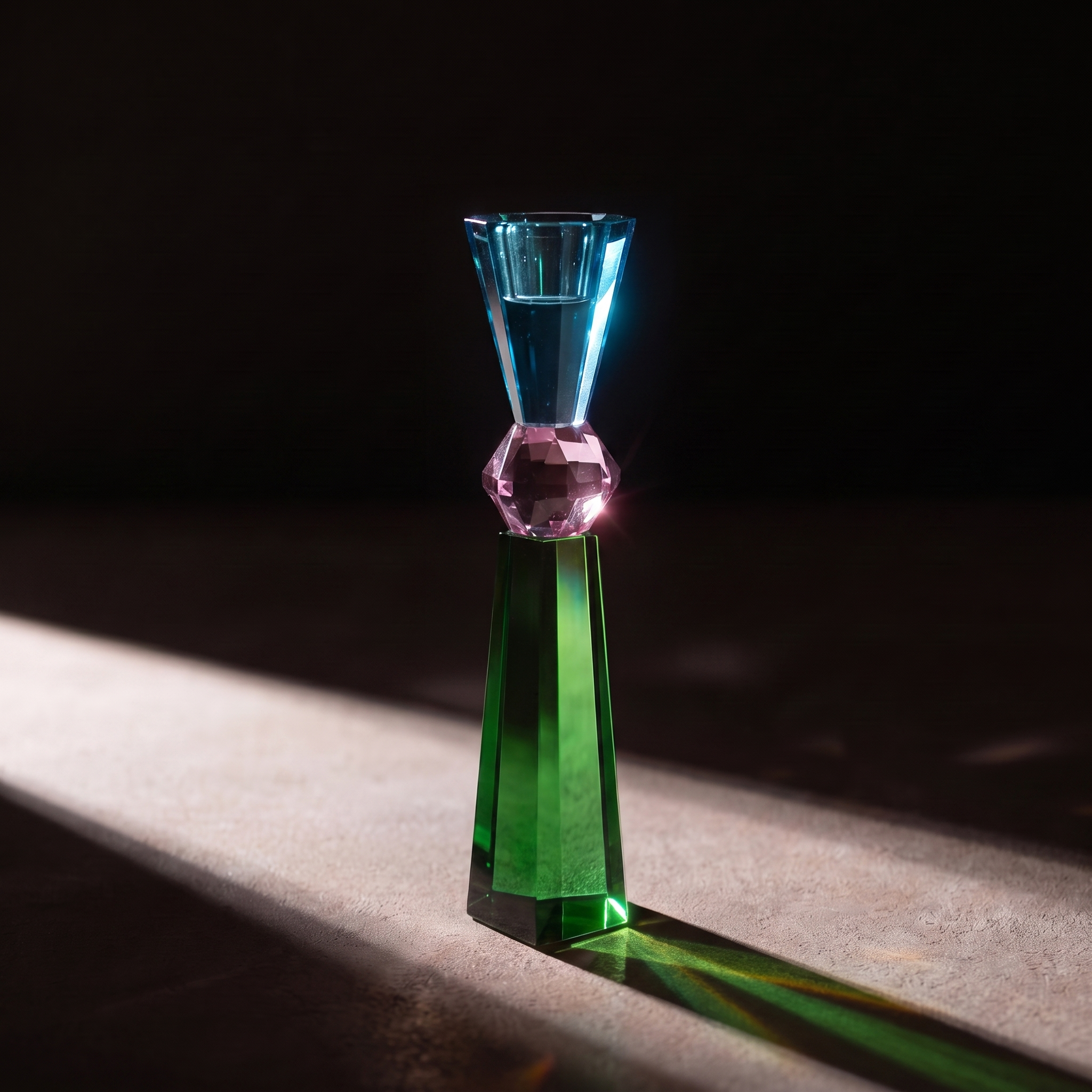 Memphis avant garde color transparant murano crystal candle holder