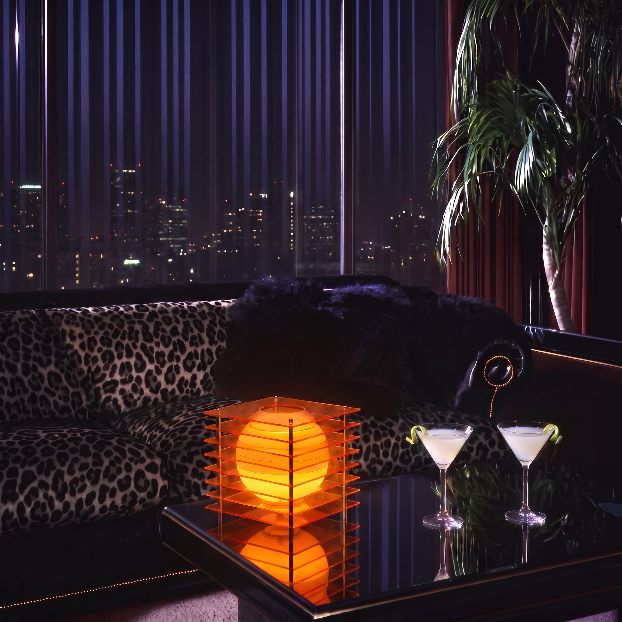 60's acrylic space age spherical table lamp