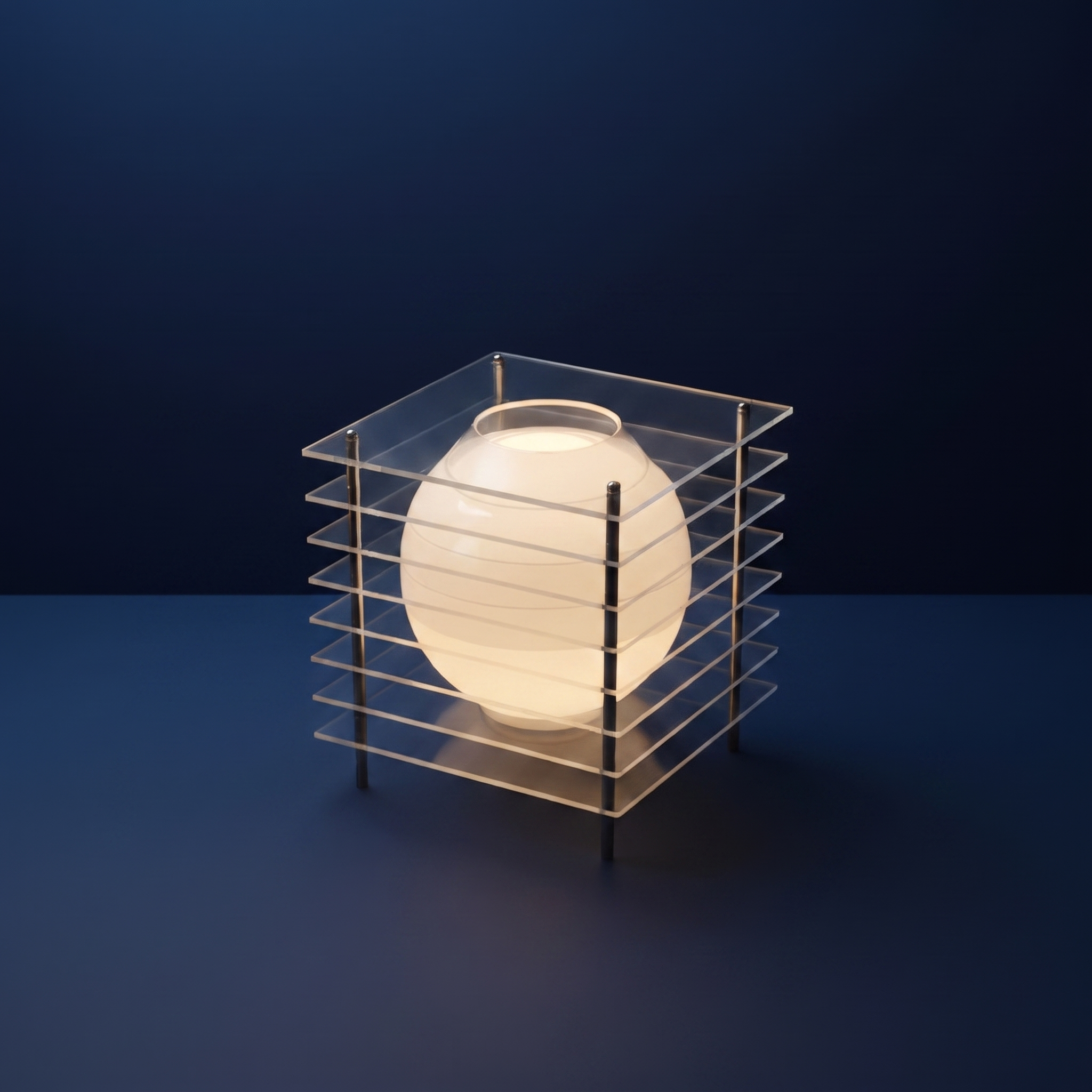 60's acrylic space age spherical table lamp