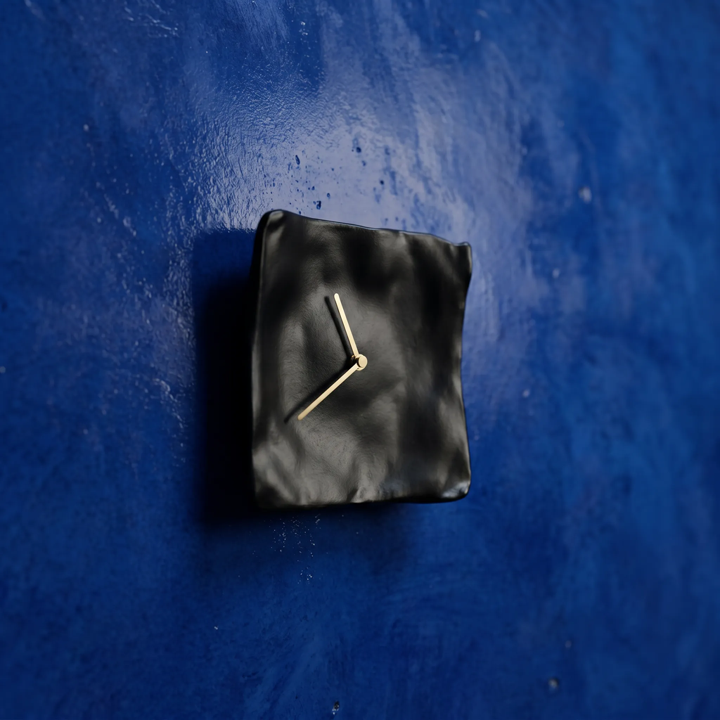 Organic wrinkled paper inspired wall clock japandi style