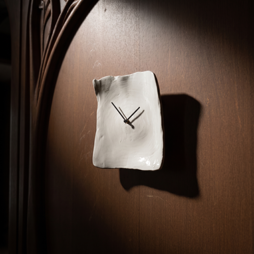 Organic wrinkled paper inspired wall clock japandi style
