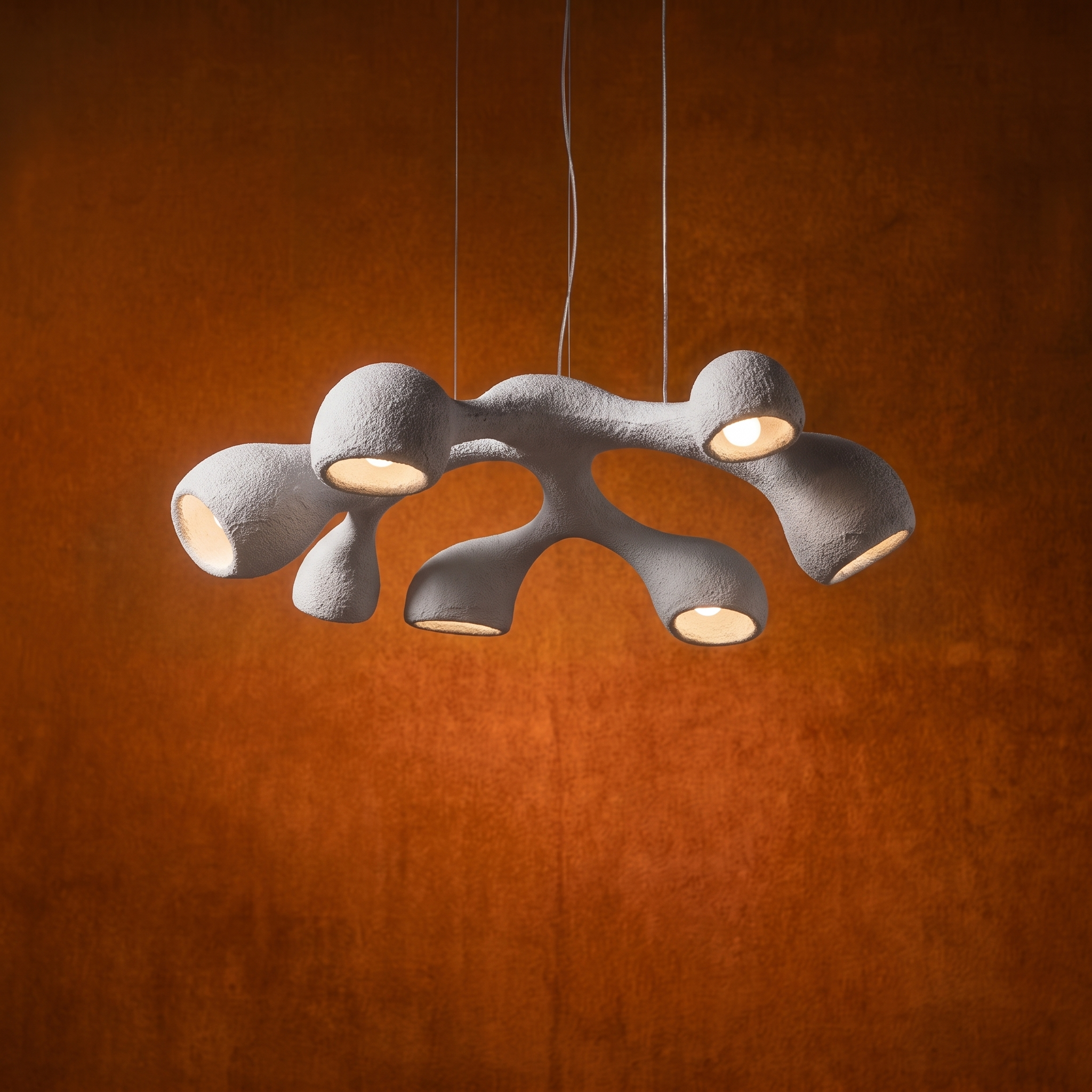 Organic brutalism "Ertho" biomorphic chandelier