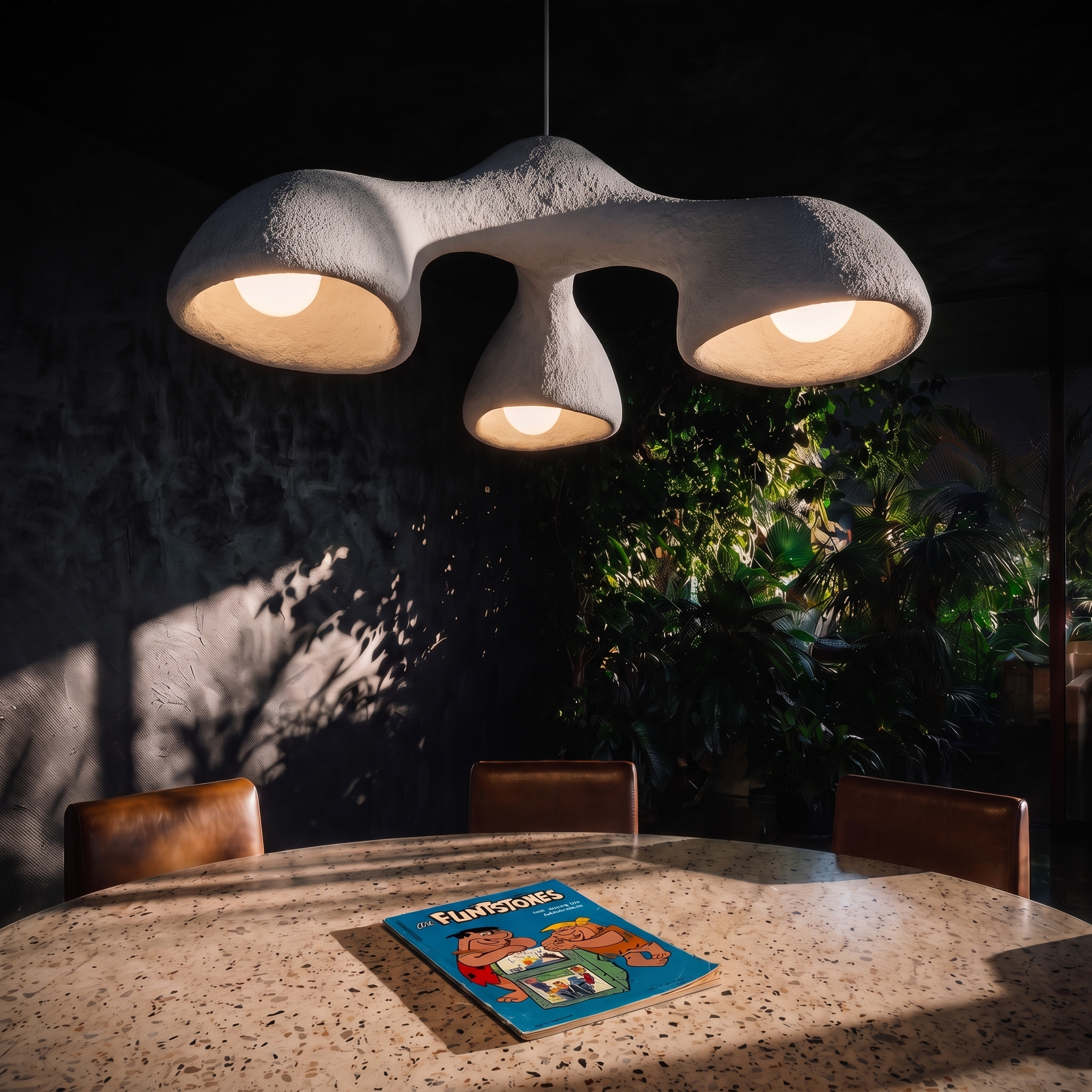 Organic brutalism "Ertho" biomorphic chandelier