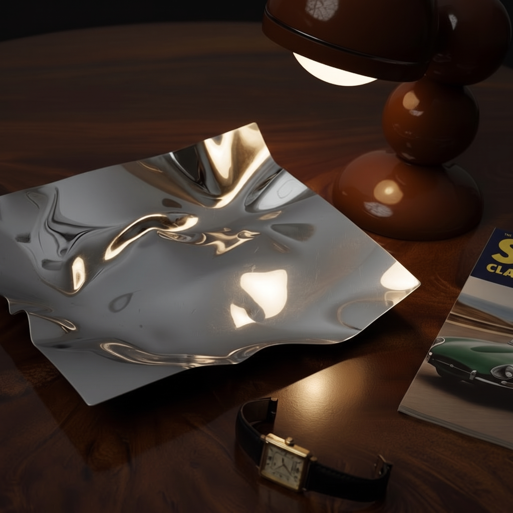 Avant-Garde irregular sculptural steel fruit plate memphis inspired