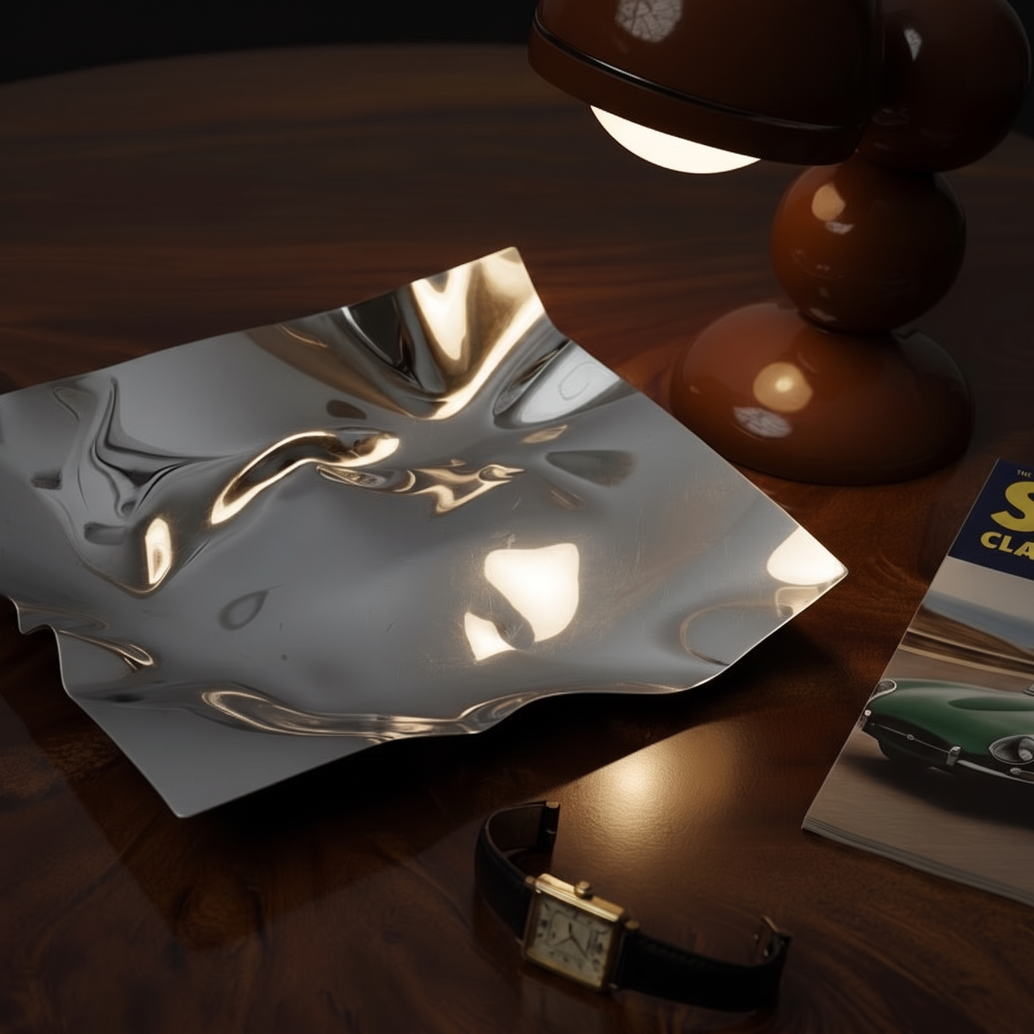Avant-Garde irregular sculptural steel fruit plate memphis inspired