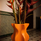 Memphis wave ceramic sculptural mirror chrome flower vase