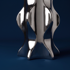 Memphis wave ceramic sculptural mirror chrome flower vase