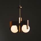 Italian vintage space age wooden chandelier