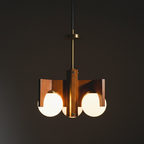 Italian vintage space age wooden chandelier