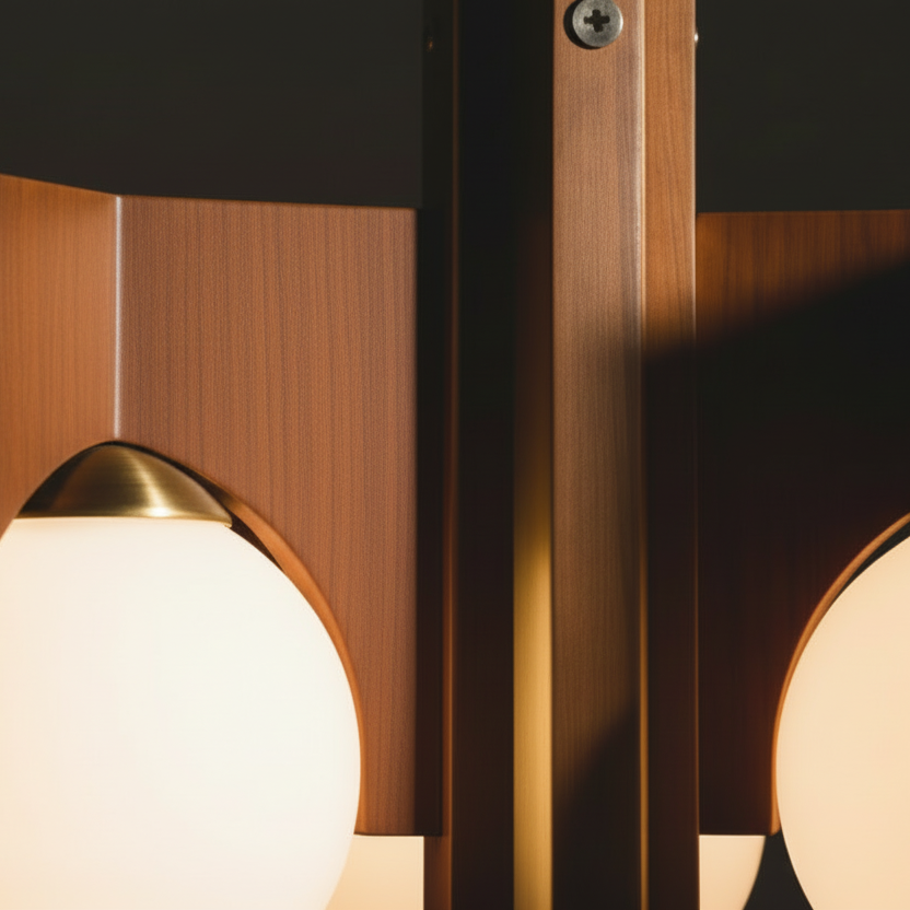 Italian vintage space age wooden chandelier