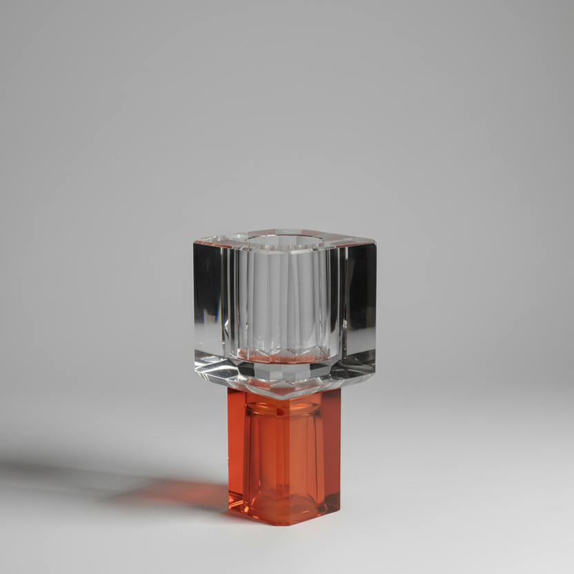 Brutalism contemporary optic crystal geometric glass vase