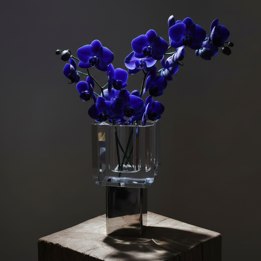 Brutalism contemporary optic crystal geometric glass vase