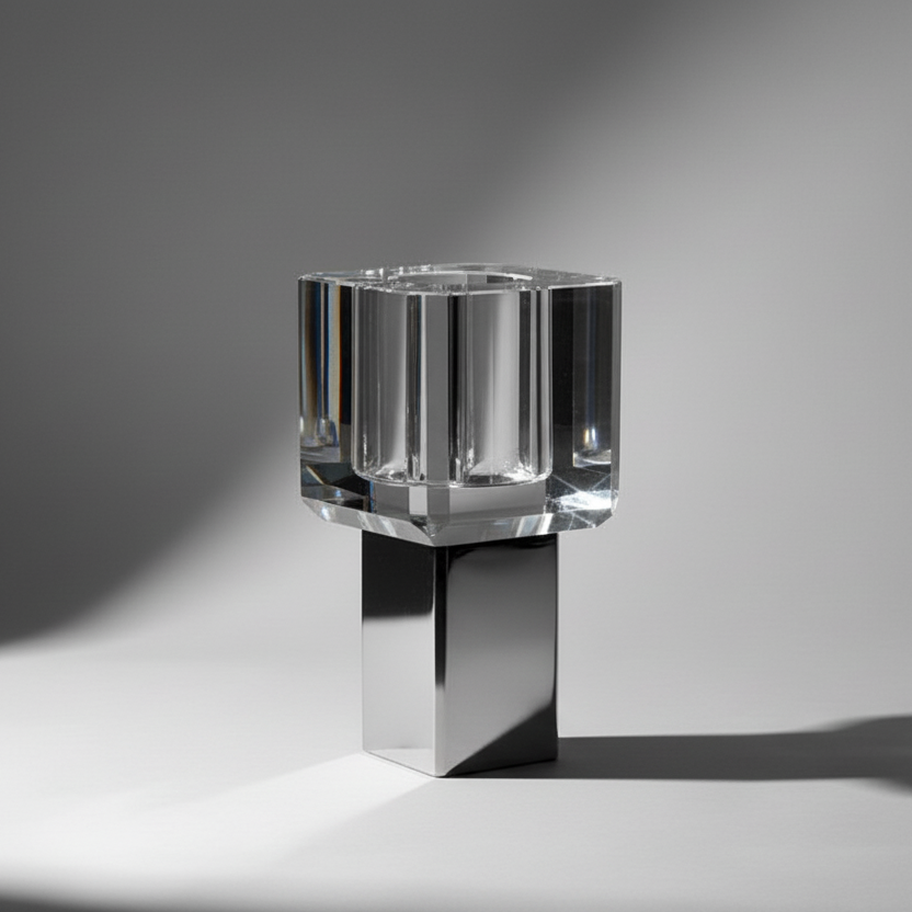 Brutalism contemporary optic crystal geometric glass vase