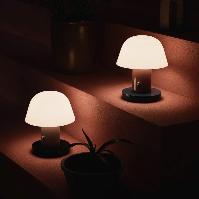 Contemporary mushroom setago dimmable table lamp
