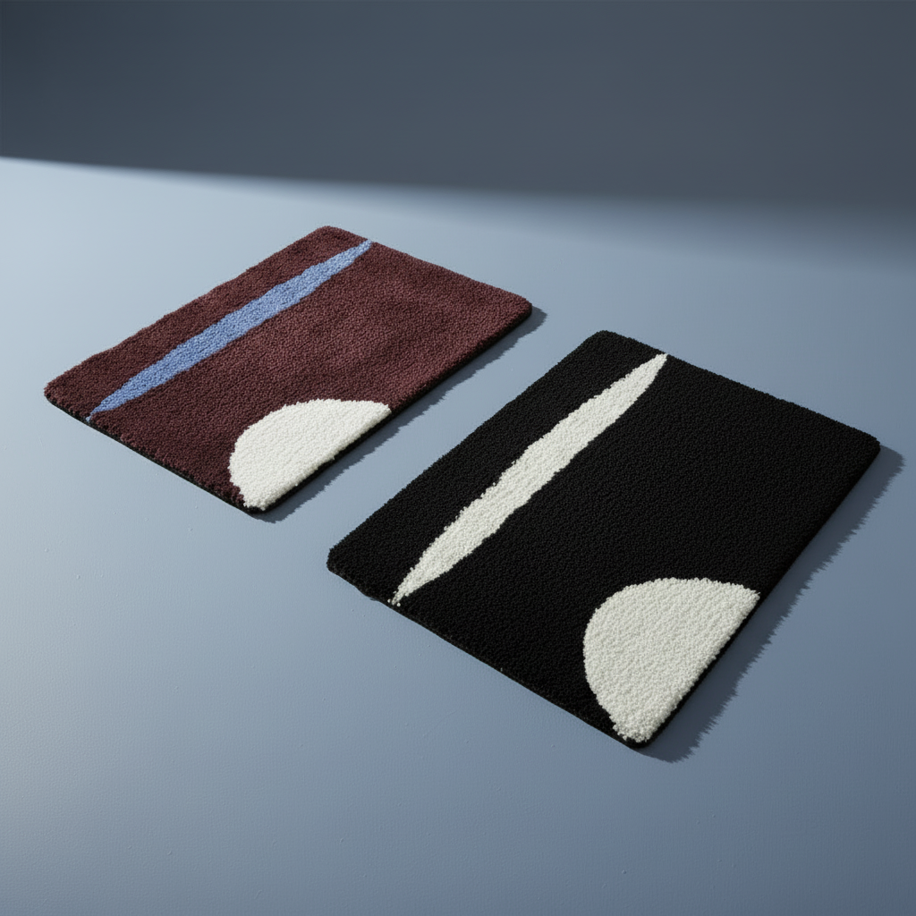 Contemporary abstract ultra soft bath rug